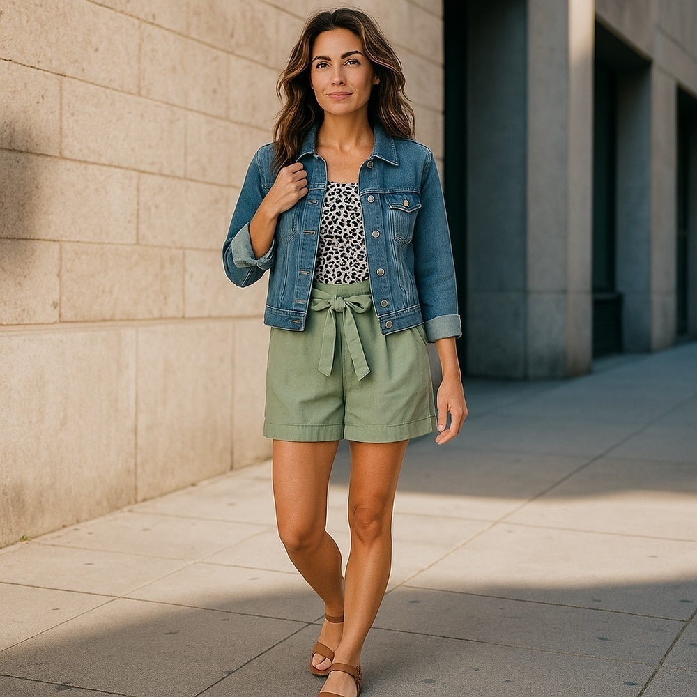 ❄️ Cato | Green Linen Tie Waist Shorts Various Beach Casual